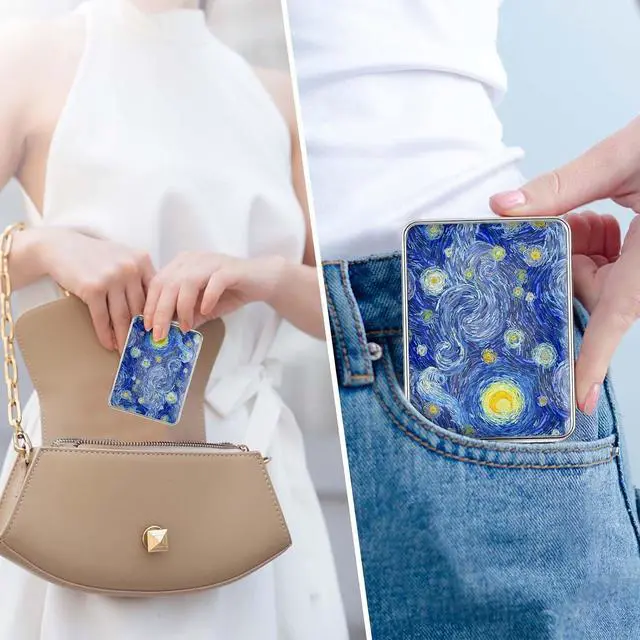 Alt view image 4 of 6 - Pocket Mirror, Small Travel Mirror with Magnification, Portable Double-Sided Magnifying Cosmetic Mirror for Daily (Blue Moon)