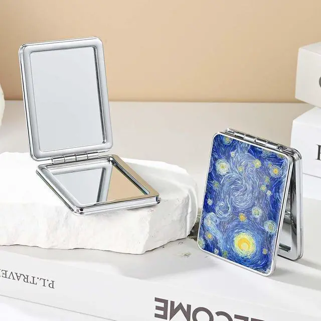 Alt view image 5 of 6 - Pocket Mirror, Small Travel Mirror with Magnification, Portable Double-Sided Magnifying Cosmetic Mirror for Daily (Blue Moon)