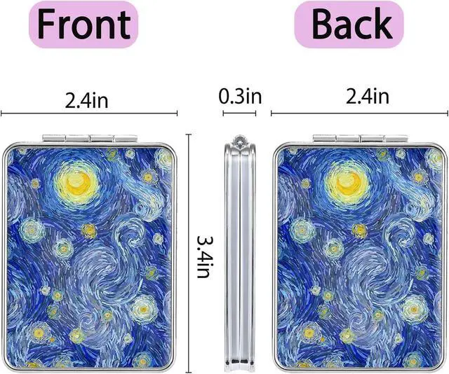 Alt view image 6 of 6 - Pocket Mirror, Small Travel Mirror with Magnification, Portable Double-Sided Magnifying Cosmetic Mirror for Daily (Blue Moon)
