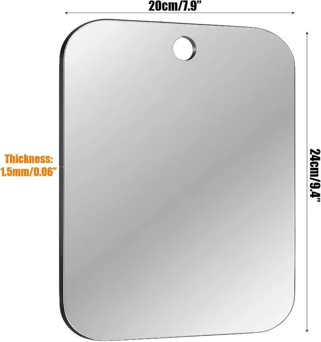 Alt view image 2 of 7 - 2PCS Shower Mirror Fogless for Shaving, Large 10x8'' Unbreakable Deluxe Makeup Portable Locker Mirror with 1 Adhesive Hooks, Plastic Frameless Bathroom Shatterproof Handheld Mirror for Men & Women