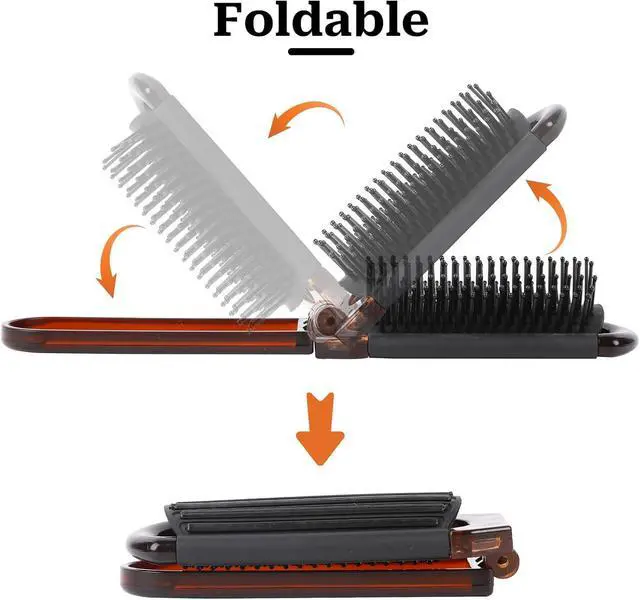 Alt view image 6 of 7 - Compact Folding Hair Brush with Mirror, 2-Pack Portable Travel Comb and Mini Hair Brush Set for Women, Gym, Trips, Purse, and Swimming