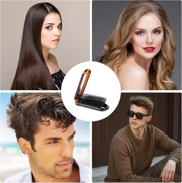 Alt view image 7 of 7 - Compact Folding Hair Brush with Mirror, 2-Pack Portable Travel Comb and Mini Hair Brush Set for Women, Gym, Trips, Purse, and Swimming