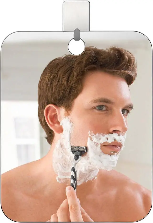 Alt view image 5 of 7 - 2PCS Shower Mirror Fogless for Shaving, Large 10x8'' Unbreakable Deluxe Makeup Portable Locker Mirror with 1 Adhesive Hooks, Plastic Frameless Bathroom Shatterproof Handheld Mirror for Men & Women