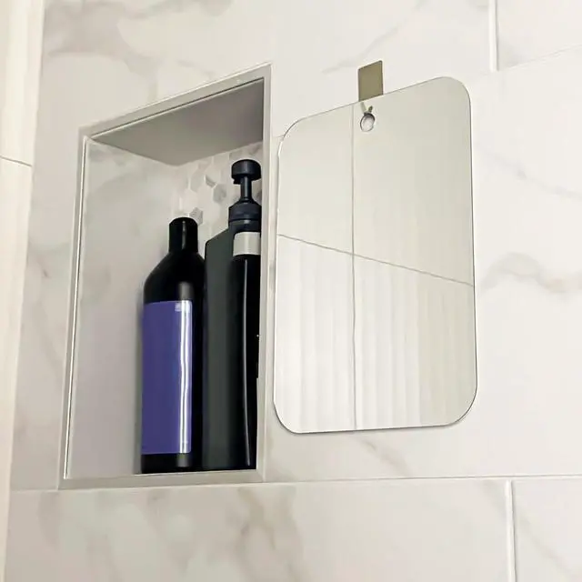 Alt view image 7 of 7 - 2PCS Shower Mirror Fogless for Shaving, Large 10x8'' Unbreakable Deluxe Makeup Portable Locker Mirror with 1 Adhesive Hooks, Plastic Frameless Bathroom Shatterproof Handheld Mirror for Men & Women
