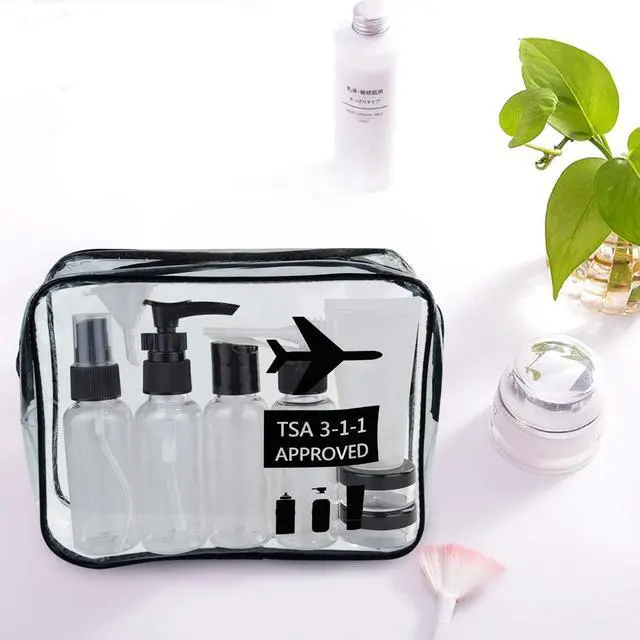 Alt view image 5 of 7 - Wobe Travel Bottles and TSA Approved Toiletry Bag, Clear Quart Size with Leak-Proof Travel Containers Set Makeup Bag Accessories for Liquids Carry-On Luggage Compliant for Airplaine