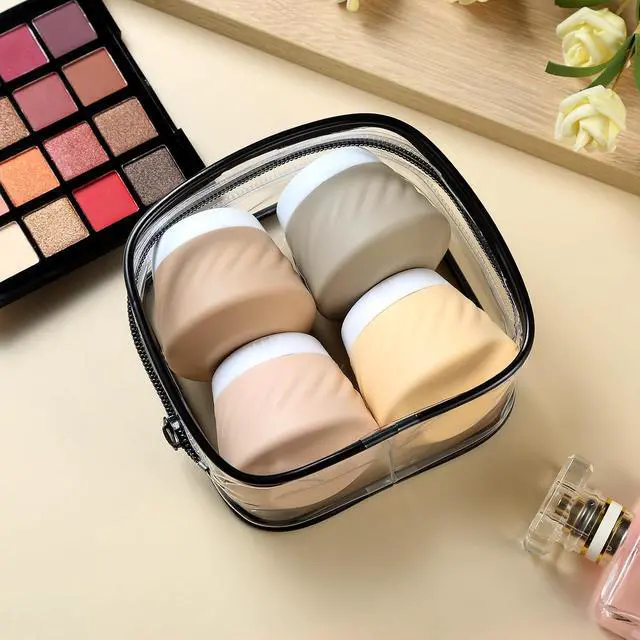 Alt view image 6 of 6 - Gemice Silicone Cream Jars TSA Approved Travel Size Containers with Clear Bag, Leak-proof Travel Accessories with Lid for Cosmetic Face Body Hand Cream (4 Pack)
