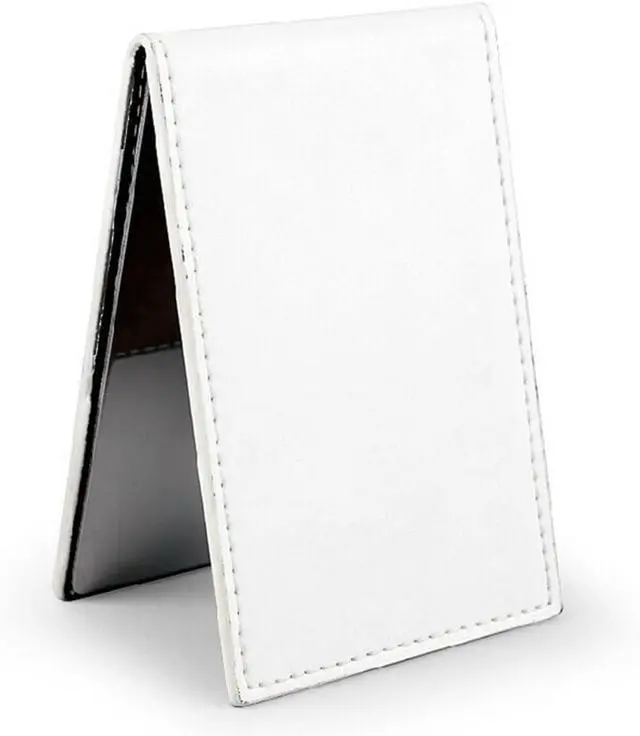 Alt view image 3 of 7 - yueton Shatterproof Stainless Steel Ultrathin Folding Travel Mirror Makeup Mirror with PU Leather Case Cover for Personal Use, Camping, Travelling, Emergency Signaling