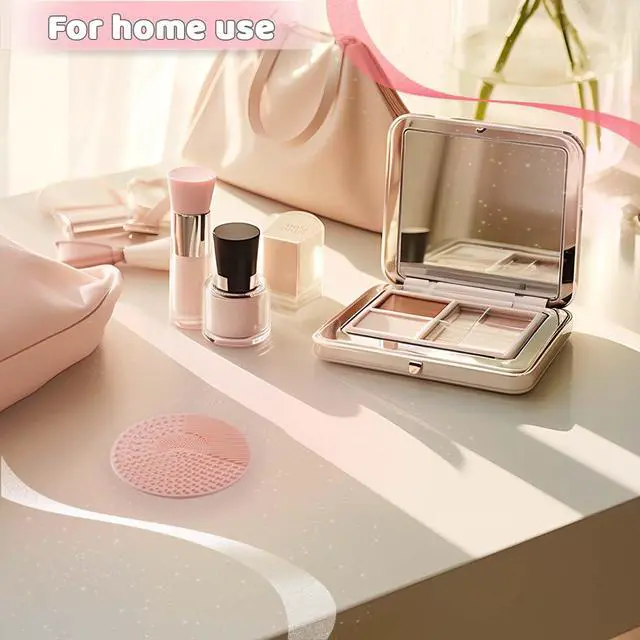 Alt view image 6 of 7 - YalsFTY Silicone Makeup Brush Cleaning Mats with Suction Cups, Set of 2, Portable for Travel, Makeup Brush Cleaner Pads, For All Brush Types (Pink and Blue)