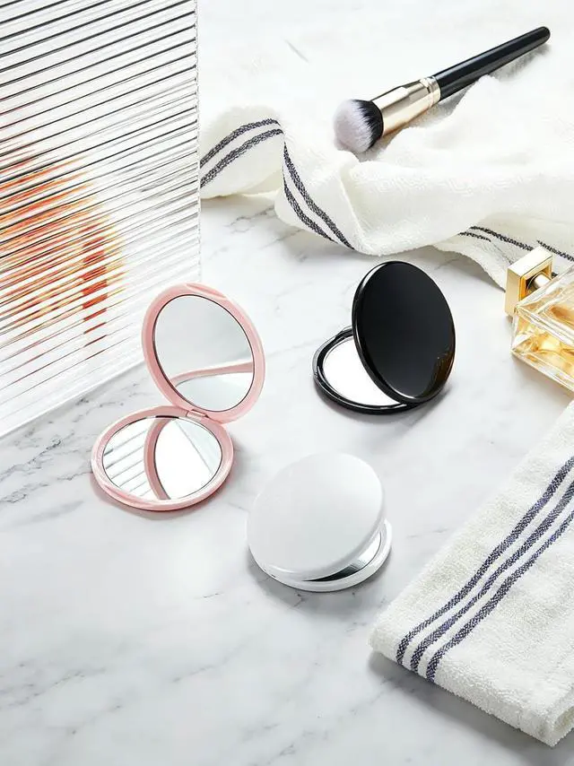 Alt view image 7 of 7 - Macaki 1x/20x Compact Magnifying Mirror for Travel and Makeup, 3 in, White | Small Mirror for Purse, Portable Makeup Mirror, Dual-Sided Flip, Smooth Plastic & Glass,Purse Essentials