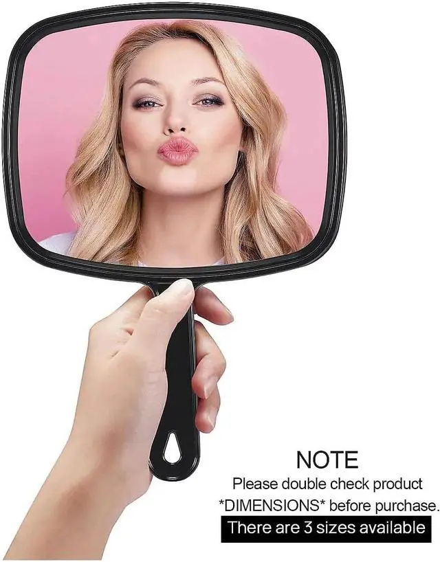 Alt view image 2 of 6 - PROTECLE Hand Mirror,10.3" L x 7.4" W Barber Mirror, Black | Handheld Mirror with Handle,Hangable, Distortion-Free, Salon Supplie, Hand Mirror for Men and Women, Shaving, Makeup