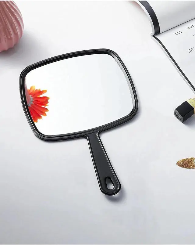 Alt view image 6 of 6 - PROTECLE Hand Mirror,10.3" L x 7.4" W Barber Mirror, Black | Handheld Mirror with Handle,Hangable, Distortion-Free, Salon Supplie, Hand Mirror for Men and Women, Shaving, Makeup