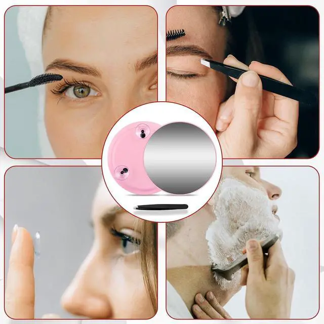 Alt view image 2 of 7 - Round 30X Magnifying Mirror, 6inch Magnified Mirror with 3 Suction Cups | Easy Mounting, Compact 30X Travel Magnification Mirror and Tweezers Set for Detailed Makeup,Shaving,Blackhead Blemish Removal