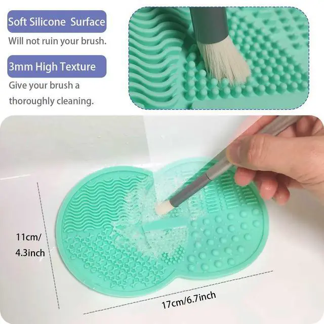 Alt view image 4 of 6 - 2 Pcs Makeup Brush Cleaning Mat, Silicone Makeup Brush Cleaner with Back Suction Cups(Green and Pink)