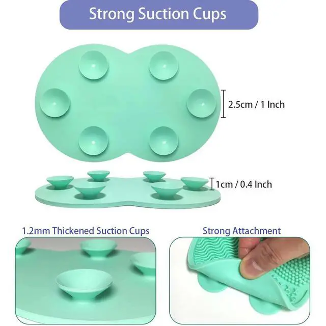 Alt view image 2 of 6 - 2 Pcs Makeup Brush Cleaning Mat, Silicone Makeup Brush Cleaner with Back Suction Cups(Green and Pink)