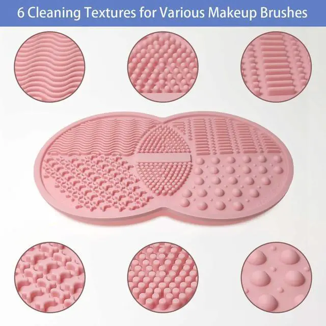 Alt view image 3 of 6 - 2 Pcs Makeup Brush Cleaning Mat, Silicone Makeup Brush Cleaner with Back Suction Cups(Green and Pink)