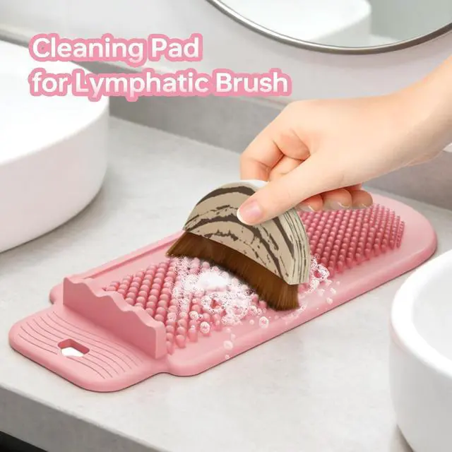 Alt view image 2 of 6 - Silicone Brush Cleaner Mat, Compatible with Lymphatic Brush, Silicone Cleaning Pad for Lymphatic Brush, Deep Clean, Slim Portable, Suit S/L Size