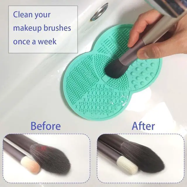 Alt view image 6 of 6 - 2 Pcs Makeup Brush Cleaning Mat, Silicone Makeup Brush Cleaner with Back Suction Cups(Green and Pink)