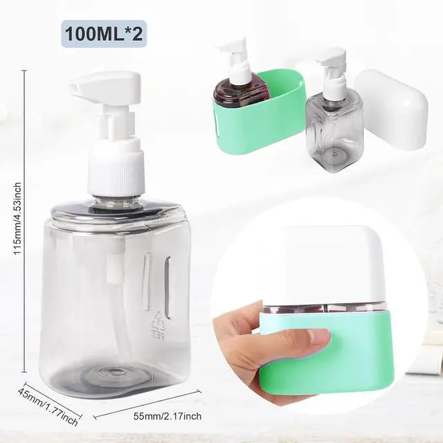 Alt view image 2 of 6 - Yamadura Travel Bottles for Toiletries, TSA Approved, 2 Pack Refillable Pump Bottles, Green