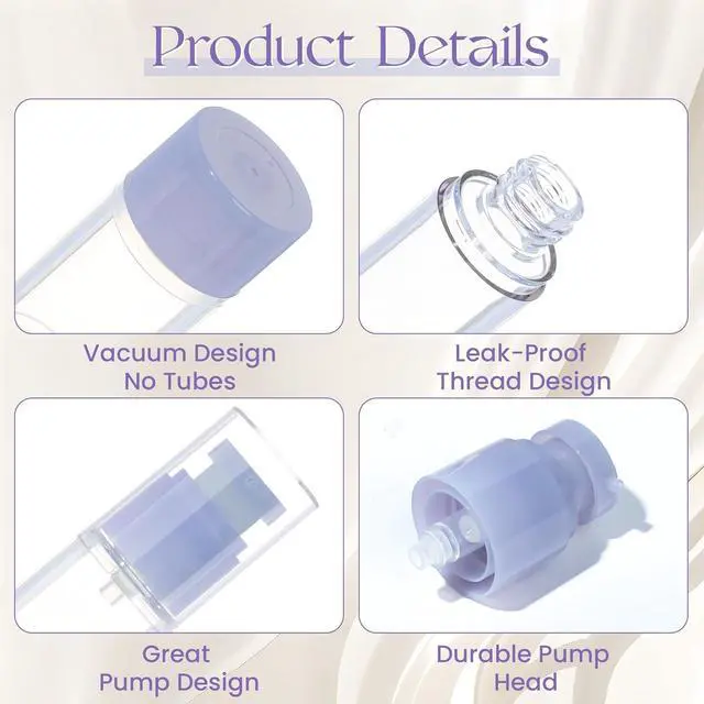 Alt view image 3 of 7 - 1oz 30ml Airless Pump Bottles, Refillable Leak Proof Travel Pump Bottle Toiletry Cosmetic Skincare Containers for Lotion Toner Gel Foundation (3 Pieces)