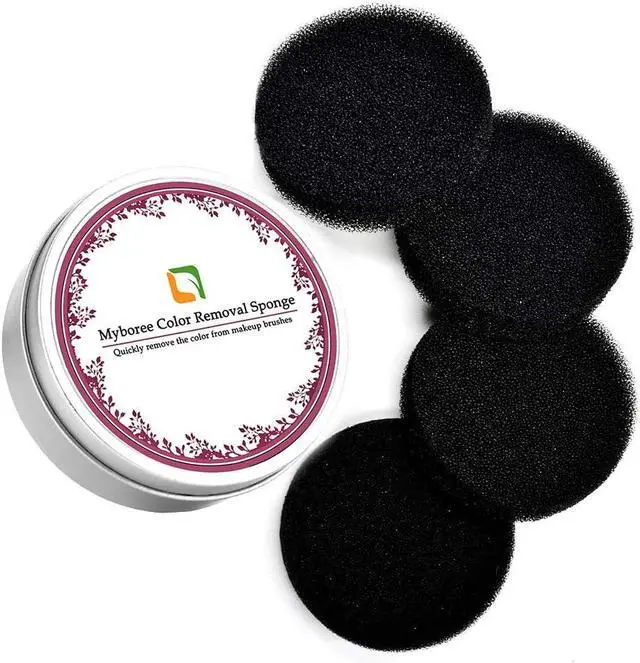 Main image of Makeup Brush Color Removal Sponge with 4 Replacement Sponges, Portable for Eyeshadow Blush Powder Brushes Color Remover, Travel & Daily Makeup Use