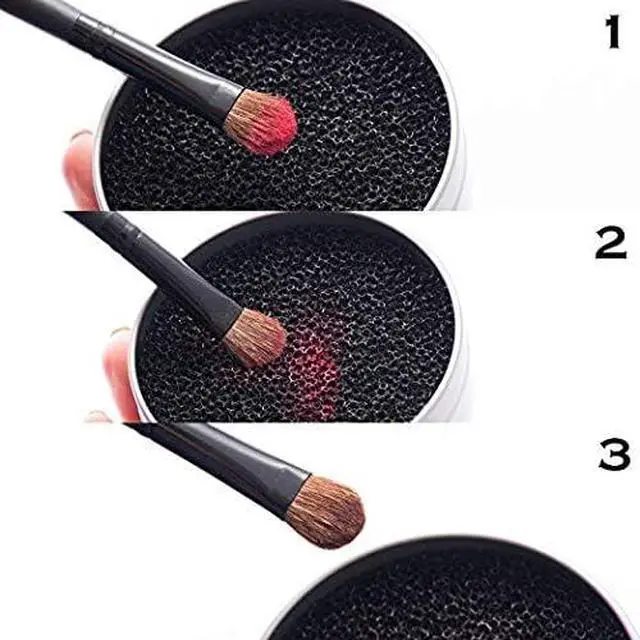Alt view image 3 of 5 - Makeup Brush Color Removal Sponge with 4 Replacement Sponges, Portable for Eyeshadow Blush Powder Brushes Color Remover, Travel & Daily Makeup Use