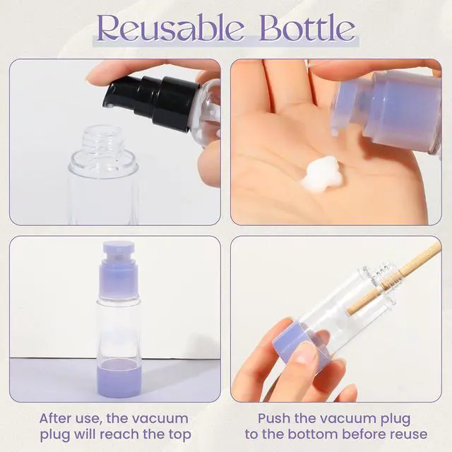 Alt view image 7 of 7 - 1oz 30ml Airless Pump Bottles, Refillable Leak Proof Travel Pump Bottle Toiletry Cosmetic Skincare Containers for Lotion Toner Gel Foundation (3 Pieces)