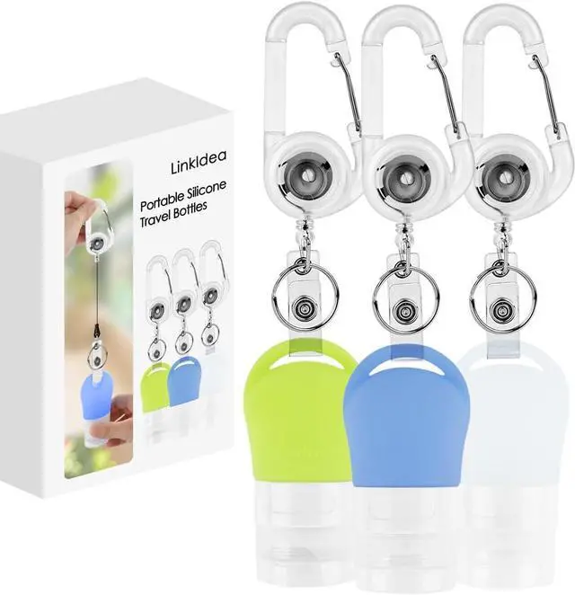 Main image of Linkidea Portable Silicone Travel Bottles Set, Empty Hand Soap Containers Refillable Container for Toiletries, Shampoo, Liquid, Cosmetic Multifunctional Bottles (1.3 oz, Pack of 3)