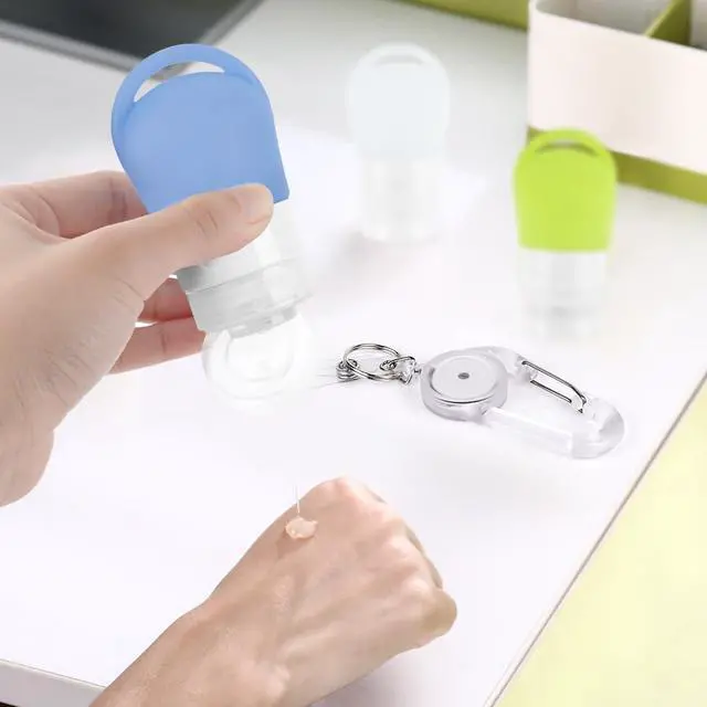 Alt view image 3 of 5 - Linkidea Portable Silicone Travel Bottles Set, Empty Hand Soap Containers Refillable Container for Toiletries, Shampoo, Liquid, Cosmetic Multifunctional Bottles (1.3 oz, Pack of 3)