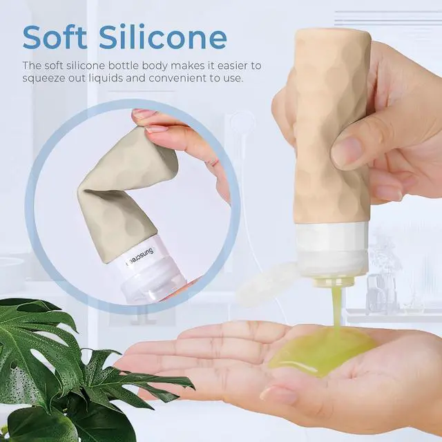 Alt view image 3 of 6 - Silevoler 16pack Travel Bottles for Toiletries, TSA Approved Travel Size Containers Set, Leak Proof Refillable Liquid & Creams Toiletries Accessories Kit W/Toiletry Bag (Cream)