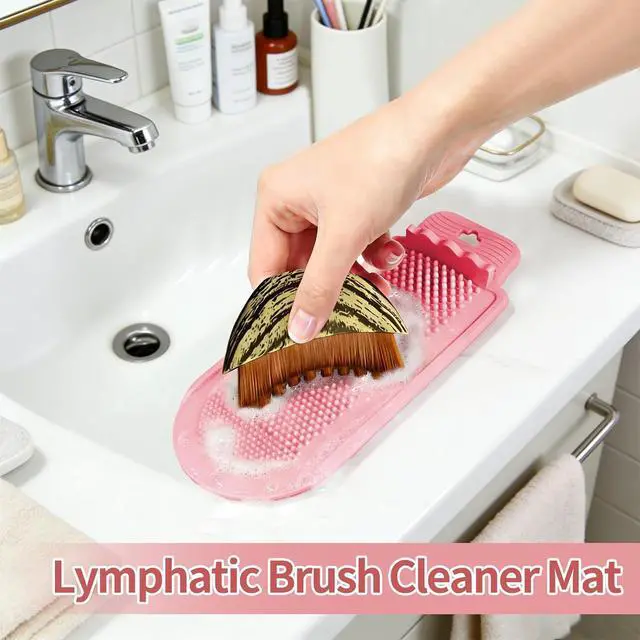 Alt view image 2 of 7 - Lymphatic Brush Cleaning Mat Compatible with Cecily Braden, Soft Silicon Make Up Cleaner Pad with 4-Size Textured Nubs, Portable Roll-Up Design for Travel, Extend Brush Life - Includes Hanging Hole