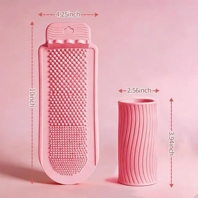 Alt view image 6 of 7 - Lymphatic Brush Cleaning Mat Compatible with Cecily Braden, Soft Silicon Make Up Cleaner Pad with 4-Size Textured Nubs, Portable Roll-Up Design for Travel, Extend Brush Life - Includes Hanging Hole