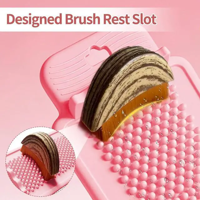 Alt view image 4 of 7 - Lymphatic Brush Cleaning Mat Compatible with Cecily Braden, Soft Silicon Make Up Cleaner Pad with 4-Size Textured Nubs, Portable Roll-Up Design for Travel, Extend Brush Life - Includes Hanging Hole