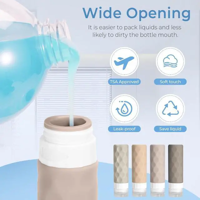 Alt view image 4 of 6 - Silevoler 16pack Travel Bottles for Toiletries, TSA Approved Travel Size Containers Set, Leak Proof Refillable Liquid & Creams Toiletries Accessories Kit W/Toiletry Bag (Cream)
