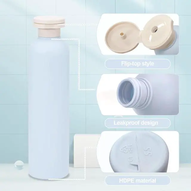 Alt view image 3 of 6 - 3Pcs 8.8oz Flip Top Squeeze Bottles,Reusable and Refillable Leak Proof Travel Bottles,For Lotions,Facial Creams,Shampoos,Hair Conditioner (Blue)