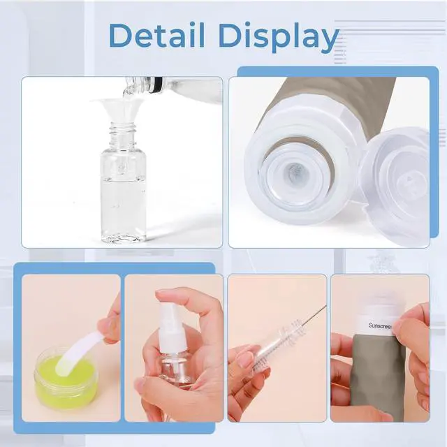 Alt view image 5 of 6 - Silevoler 16pack Travel Bottles for Toiletries, TSA Approved Travel Size Containers Set, Leak Proof Refillable Liquid & Creams Toiletries Accessories Kit W/Toiletry Bag (Cream)