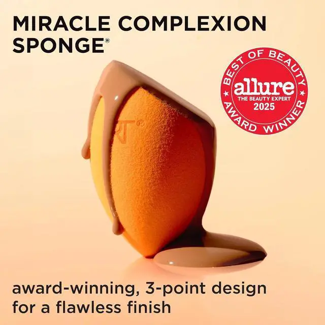 Alt view image 2 of 7 - Real Techniques Miracle Complexion Sponge + Travel Case, 2-Piece Set | Makeup blending sponge with makeup sponge case for travel, light to medium coverage for natural, dewy makeup, latex-free foam