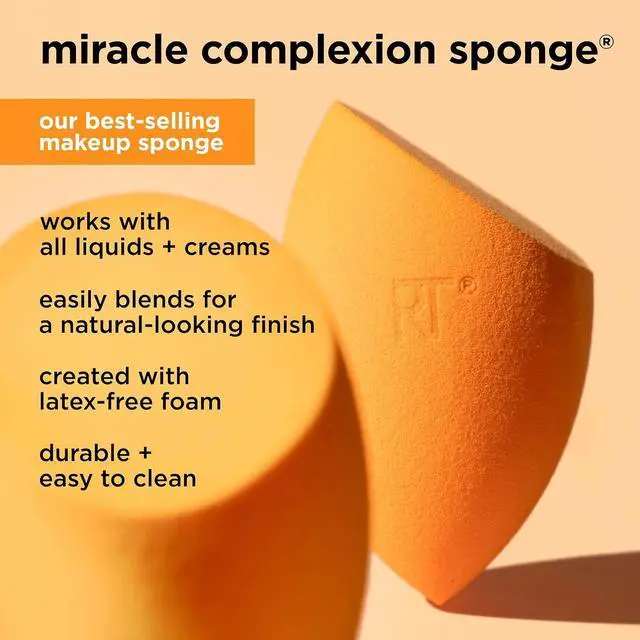Alt view image 4 of 7 - Real Techniques Miracle Complexion Sponge + Travel Case, 2-Piece Set | Makeup blending sponge with makeup sponge case for travel, light to medium coverage for natural, dewy makeup, latex-free foam