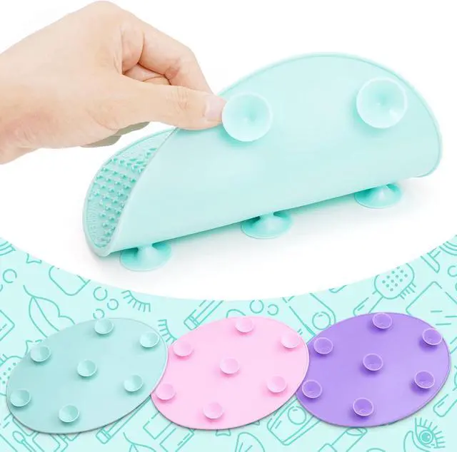 Alt view image 3 of 6 - Makeup Brush Cleaner Mat, Silicone, Big Size, Green, Cleaning Pad with Suction Cup, Make Up Brush Cleaner