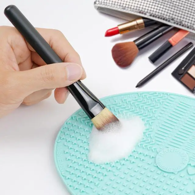 Alt view image 4 of 6 - Makeup Brush Cleaner Mat, Silicone, Big Size, Green, Cleaning Pad with Suction Cup, Make Up Brush Cleaner