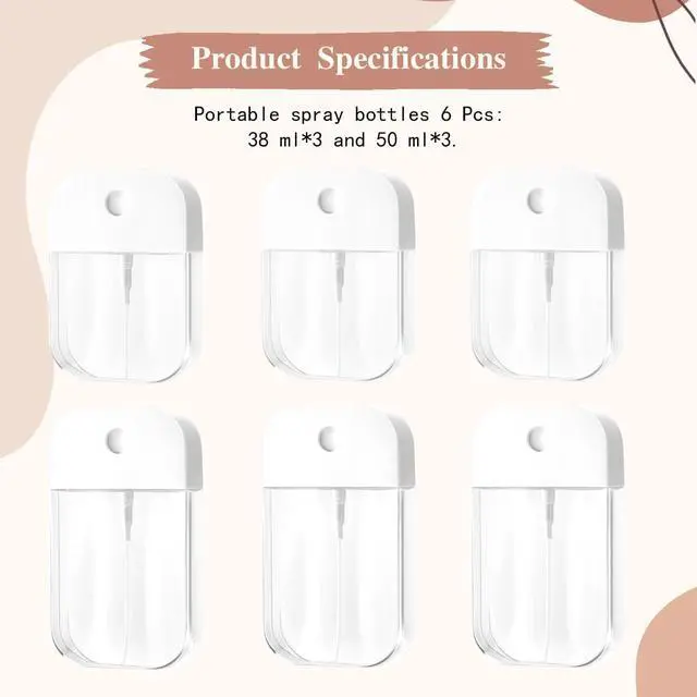 Alt view image 4 of 7 - 6 PCS Clear Spray Bottles, Portable Card Spray Bottles, Hand Sanitizer Spray Case, Refillable Hand Sanitizer Spray for Perfume, Moisturizing Water, Hand Sanitizer 50ml/1.69oz 38ml/1.29oz