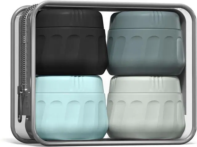 Main image of Mrsdry Travel Containers for Toiletries, TSA Approved Travel Size Toiletries 4 Pack, Refillable Containers, With Clear Bag, Leak Proof Silicone Jars, Essentials Creams Jars Carrying Small Items