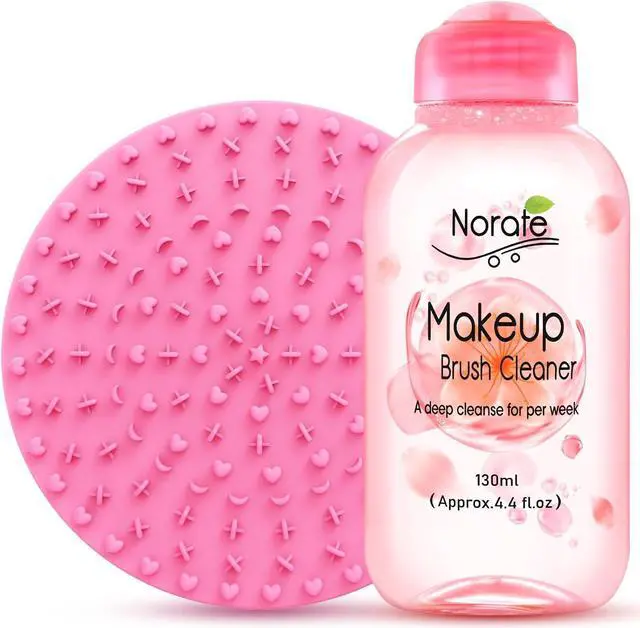 Main image of Norate Makeup Brush Cleaner, Make Up Brush Cleaner Solution + Makeup Brush Cleansing Pad, Brush Cleaner Mat for Brushes, Deep Clean Shampoo 4.4 Fl.Oz, Gentle Formula Cruelty Free, 2 Piece Set