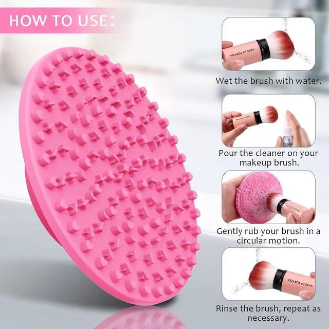 Alt view image 4 of 7 - Makeup Brush Cleaner, Make Up Brush Cleaner Solution & Brush Cleaner Mat, Brush Cleaner Pad, Deep Clean Brush Shampoo for Makeup Brushes & Sponges, Gentle Formula Cruelty Free, 2 Pieces Set