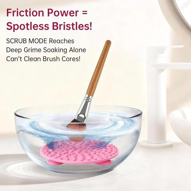 Alt view image 3 of 7 - Makeup Brush Cleaner, Make Up Brush Cleaner Solution & Brush Cleaner Mat, Brush Cleaner Pad, Deep Clean Brush Shampoo for Makeup Brushes & Sponges, Gentle Formula Cruelty Free, 2 Pieces Set