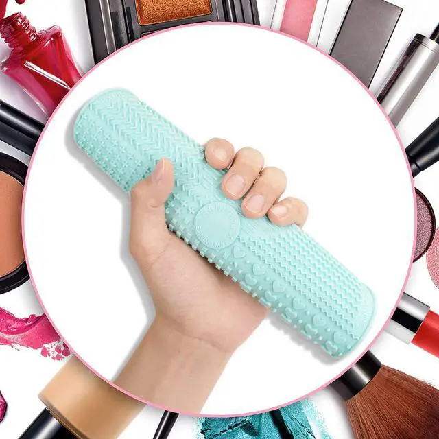 Alt view image 6 of 6 - Makeup Brush Cleaner Mat, Silicone, Big Size, Green, Cleaning Pad with Suction Cup, Make Up Brush Cleaner