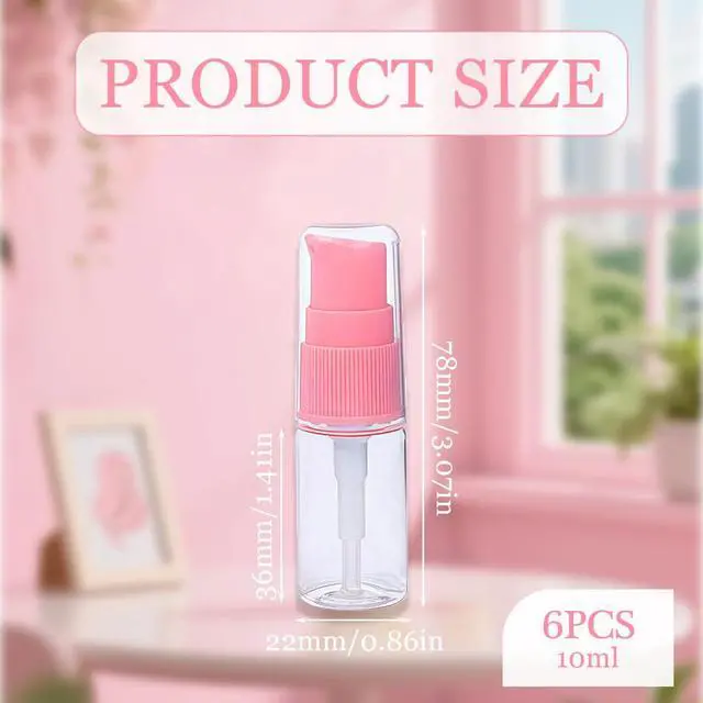 Alt view image 2 of 7 - ericotry 6 Pack Empty 10ml Plastic Pump Bottles Cream Shampoo Lotion Pump Bottle Refillable Sample Travel Bottles Toiletries Liquid Container Jar Pot Vial for Cosmetic Make-up (Transparent)