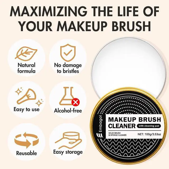 Alt view image 3 of 7 - Makeup Brush Cleaner Solid Brush & Sponge Soap With Silicone Cleaning Pad, Vegan, Deep Cleaning, No Residue(100g/3.53oz)