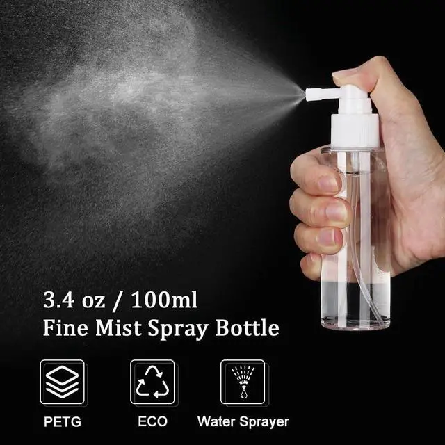 Alt view image 2 of 6 - Cosywell Travel Spray Bottle 3.4oz 100ml 2 Pack Travel Size Bottles | TSA Approved, Leak Proof, Long Mouth, For Hair Mouthwash Toners Rose Water Cosmetics