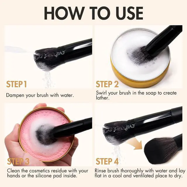 Alt view image 7 of 7 - Makeup Brush Cleaner Solid Brush & Sponge Soap With Silicone Cleaning Pad, Vegan, Deep Cleaning, No Residue(100g/3.53oz)
