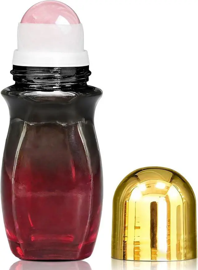 Main image of 50ml Rose Quartz Roller Amber Waisted Glass Bottles for Castor Oil | Empty Refillable Roll-On Bottles with Natural Crystal Roller,Leak-Proof Roller Ball Applicator for Essential Oils, Perfume